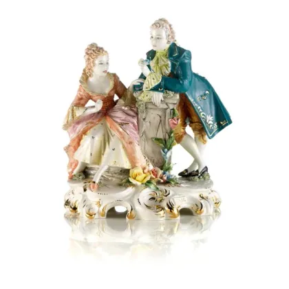 Zdjęcie Stylowa figura ceramiczna w stylu barokowym mężczyzny i damy - Ceramiche ML