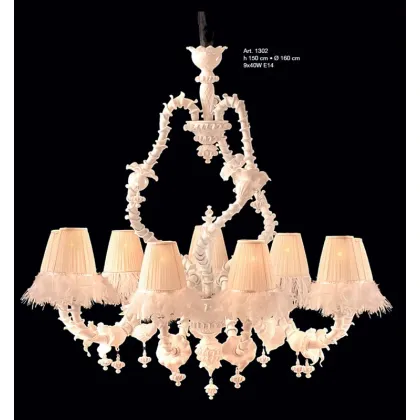 Zdjęcie Piękny żyrandol ze szkła Murano ze stożkowymi kloszami - Il Paralume Marina