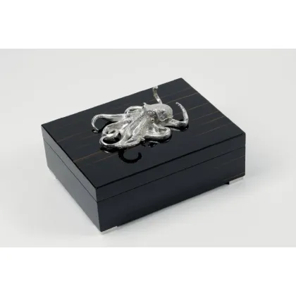Picture Stylish ebony box with a silver-plated decorative octopus