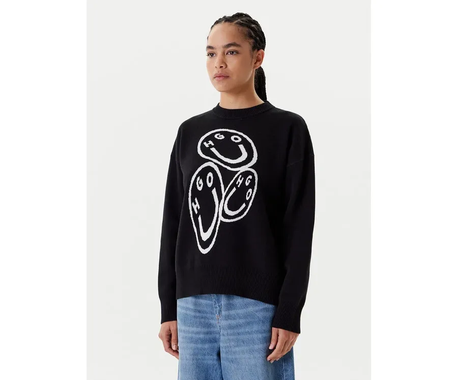 obrazek 1 HUGO Sweter Seginy 50543020 Czarny Regular Fit