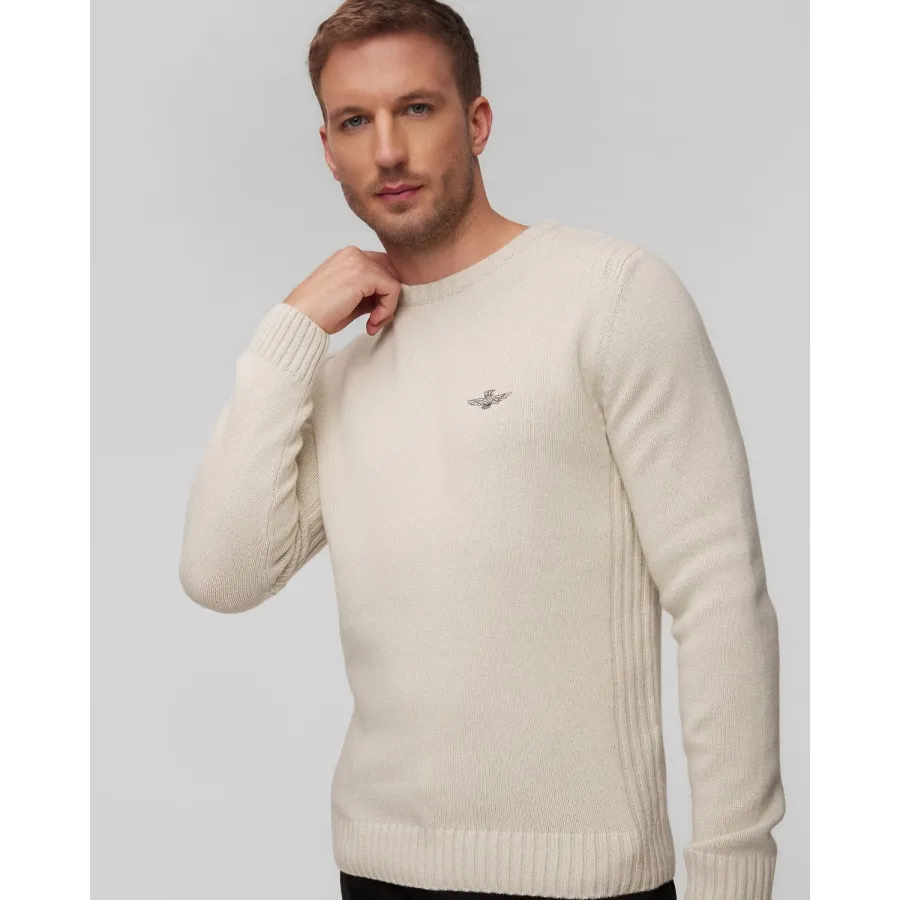 obrazek 1 Beżowy Sweter Z Wełną Męski Aeronautica Militare