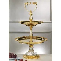 Zdjęcie Elegancka dwupoziomowa patera z kryształu i pozłacanego brązu