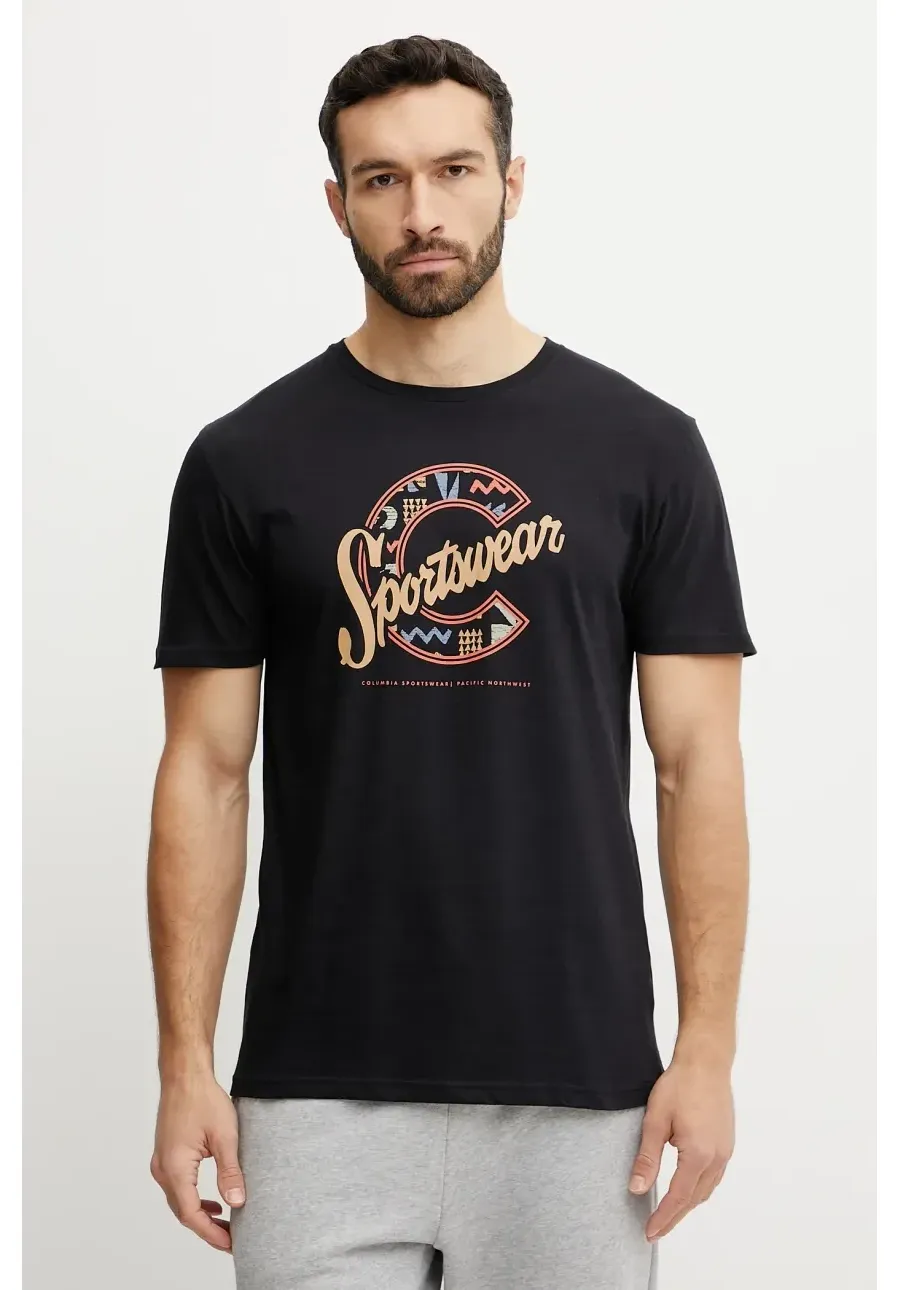 obrazek 1 Columbia t-shirt bawełniany męski kolor czarny z nadrukiem