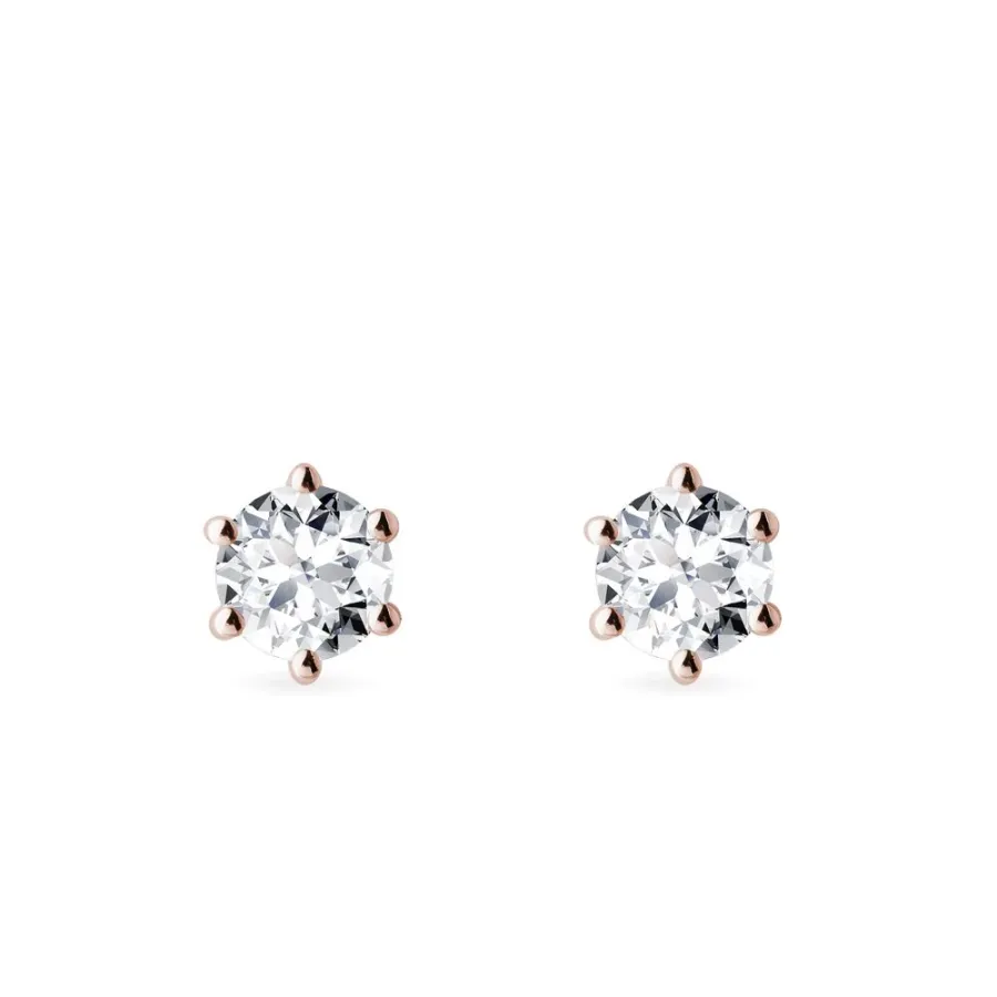 obrazek 1 Diamentowe kolczyki o średnicy 4 mm w różowym złocie KLENOTA