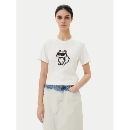 Zdjęcie KARL LAGERFELD T-Shirt A1W17128 Écru Regular Fit