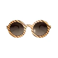 Picture Striped glasses made of wood with a round shape - Legno Light