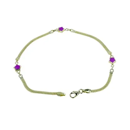 Zdjęcie Dziewczęca włoska bransoletka z emaliowanymi gwiazdkami i łańcuszkiem typu bismark