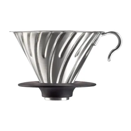 Zdjęcie Hario metalowy Drip V60-02 stalowy z silikonową podstawką HARIO
