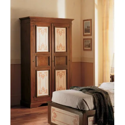 Zdjęcie Prestiżowa włoska szafa z litego drewna z dwoma drzwiami i ześcioma płytkami w stylu prowansalskim