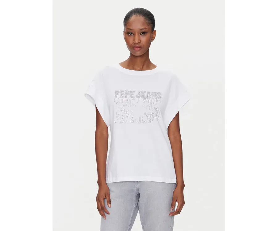 obrazek 1 Pepe Jeans T-Shirt Lira PL505996 Biały Regular Fit