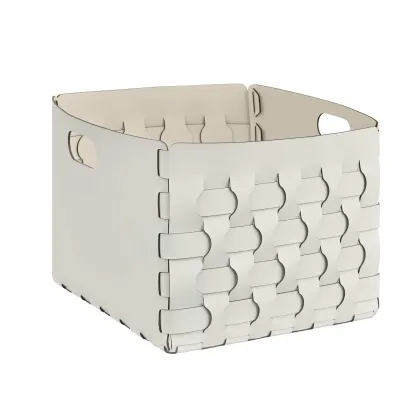 Zdjęcie Biały pleciony kosz Dubai 35x40xH30 cm ze skóry