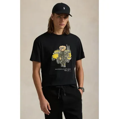 Zdjęcie Polo Ralph Lauren t-shirt bawełniany męski kolor czarny z nadrukiem 710854497