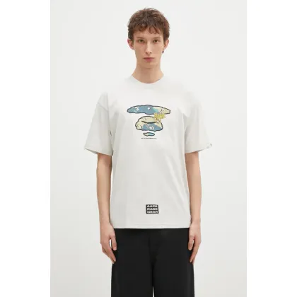 Zdjęcie AAPE t-shirt bawełniany Theme Main męski kolor beżowy z nadrukiem AAPTEM1555XXN