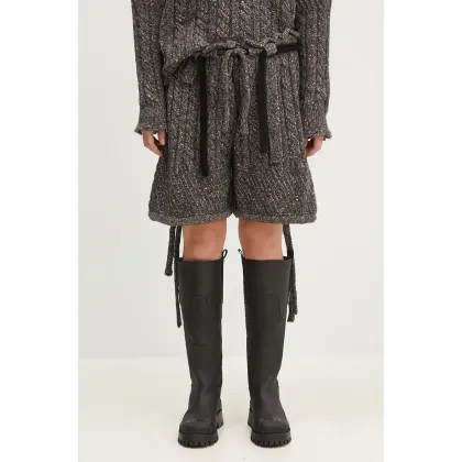 Zdjęcie Ottolinger szorty z domieszką wełny Knit Shorts kolor brązowy melanżowe high waist 1070801521