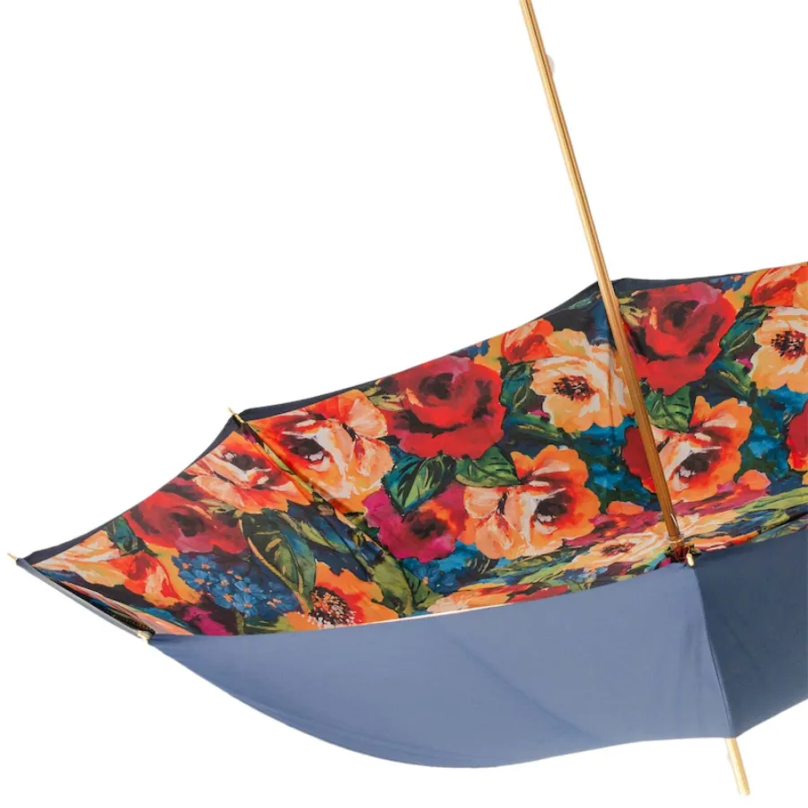 obrazek 6 Elegancki granatowy parasol damski zdobiony pięknym motywem kwiatowym – Pasotti
