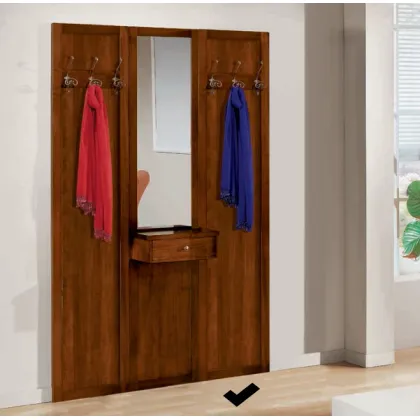 Picture Entrance element with wooden panel, 3 iron knobs - Fratelli Mirandola