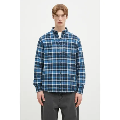 Zdjęcie Carhartt WIP koszula bawełniana Longsleeve Fendrick Shirt męska kolor niebieski regular z kołnierzykiem button-down I034382.2MHXX