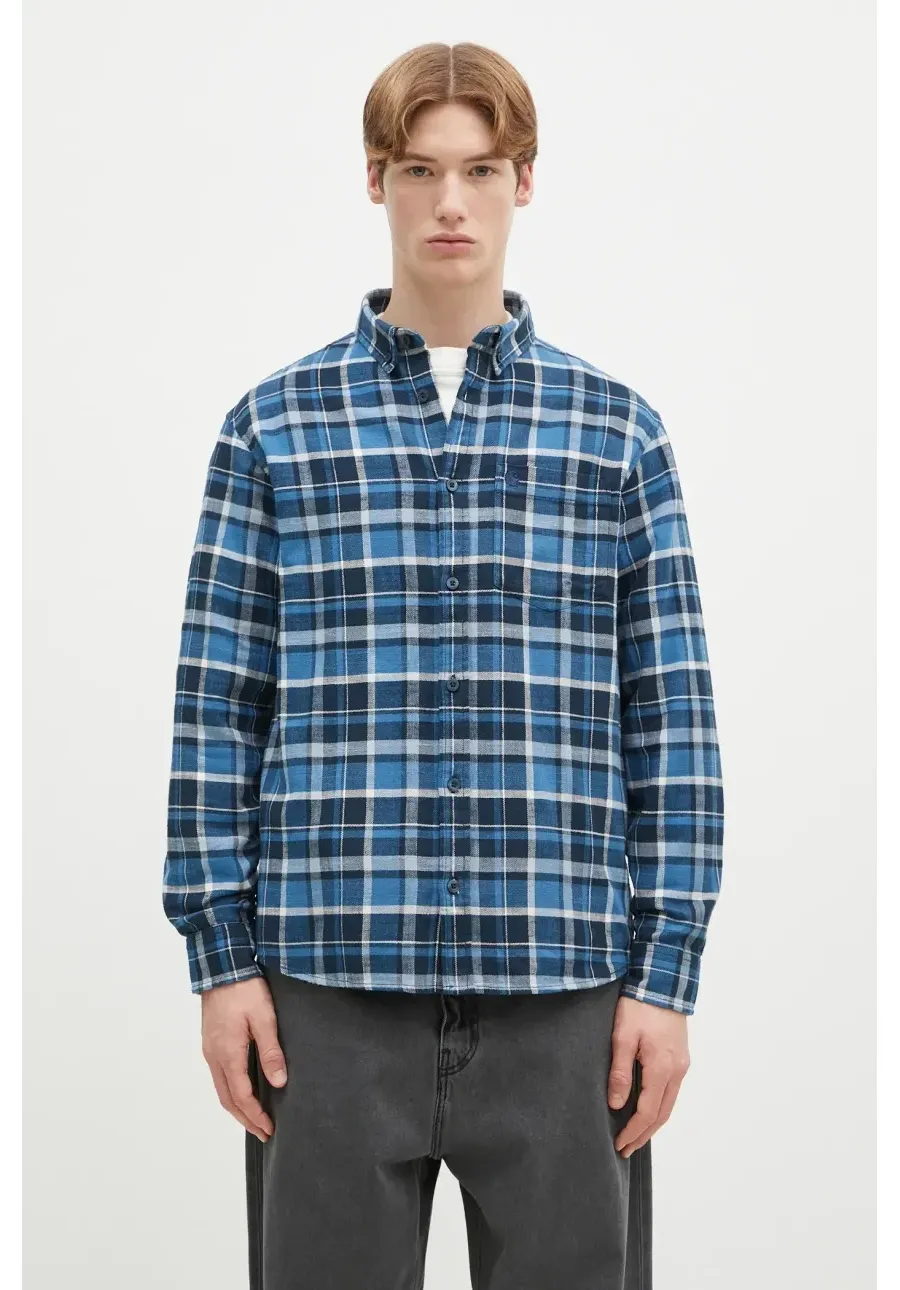 obrazek 1 Carhartt WIP koszula bawełniana Longsleeve Fendrick Shirt męska kolor niebieski regular z kołnierzykiem button-down I034382.2MHXX