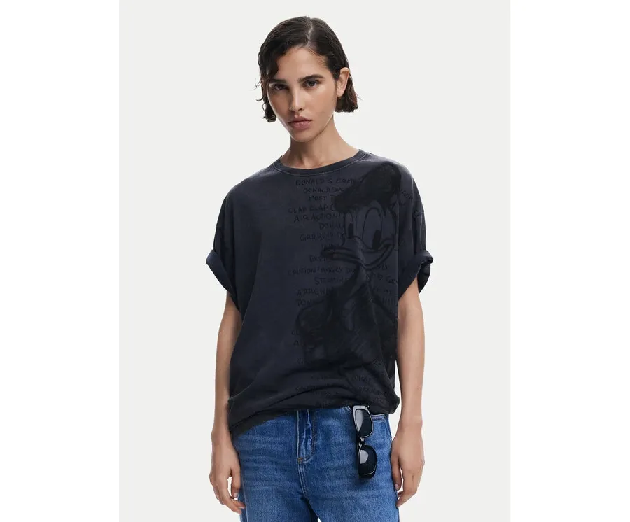 obrazek 1 Desigual T-Shirt Donald 25SWTKAH Szary Loose Fit