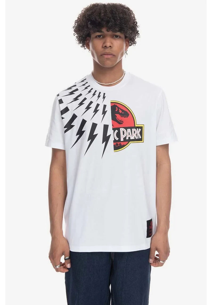 obrazek 1 Neil Barett t-shirt bawełniany kolor biały z nadrukiem PBJT141.U533S-1141