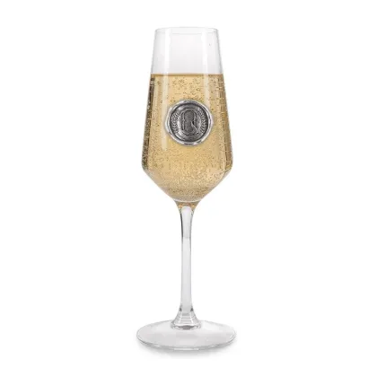 Zdjęcie Luksusowy kieliszek do szampana z cynową literą „Q” na prezent