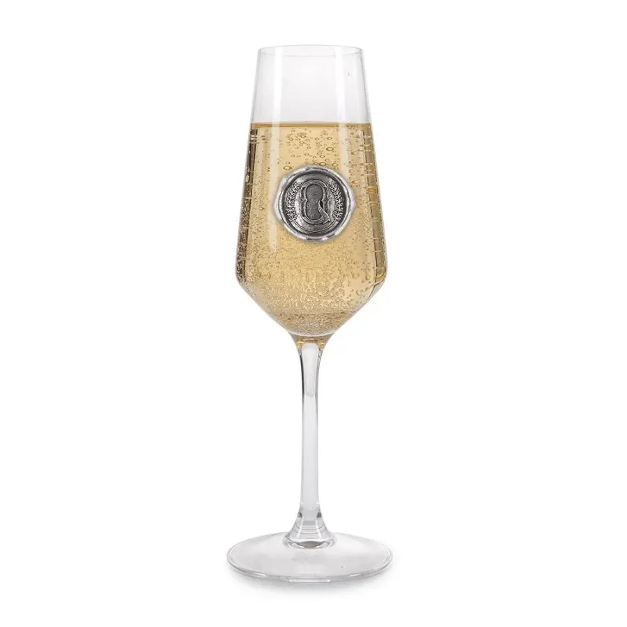 obrazek 1 Luksusowy kieliszek do szampana z cynową literą „Q” na prezent