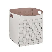 Picture Large Dubai basket 35x35xH40 cm with pearl-colored braided leather sides