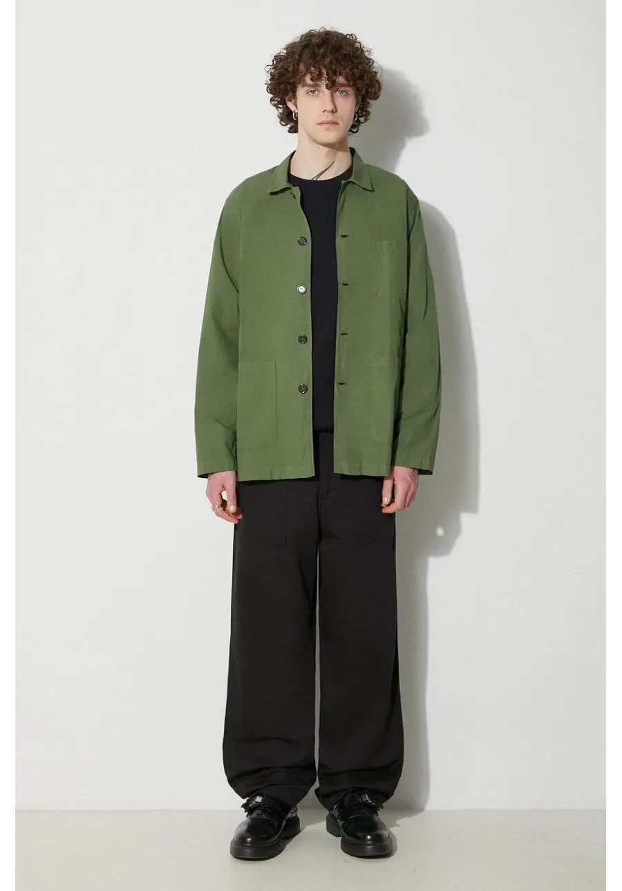 obrazek 1 Universal Works koszula bawełniana Bakers Overshirt męska kolor zielony relaxed z kołnierzykiem klasycznym 30680.BIRCH