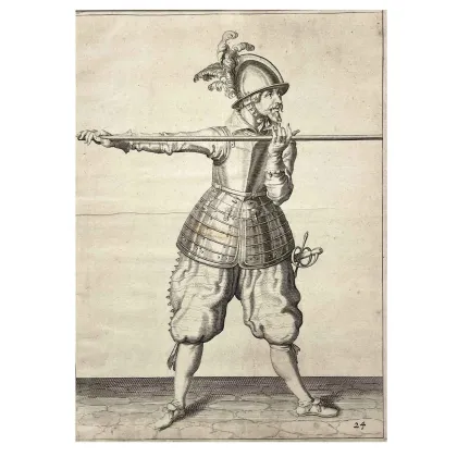 Picture Jacob De Ghein Engraving with the profile of a 17th century soldier