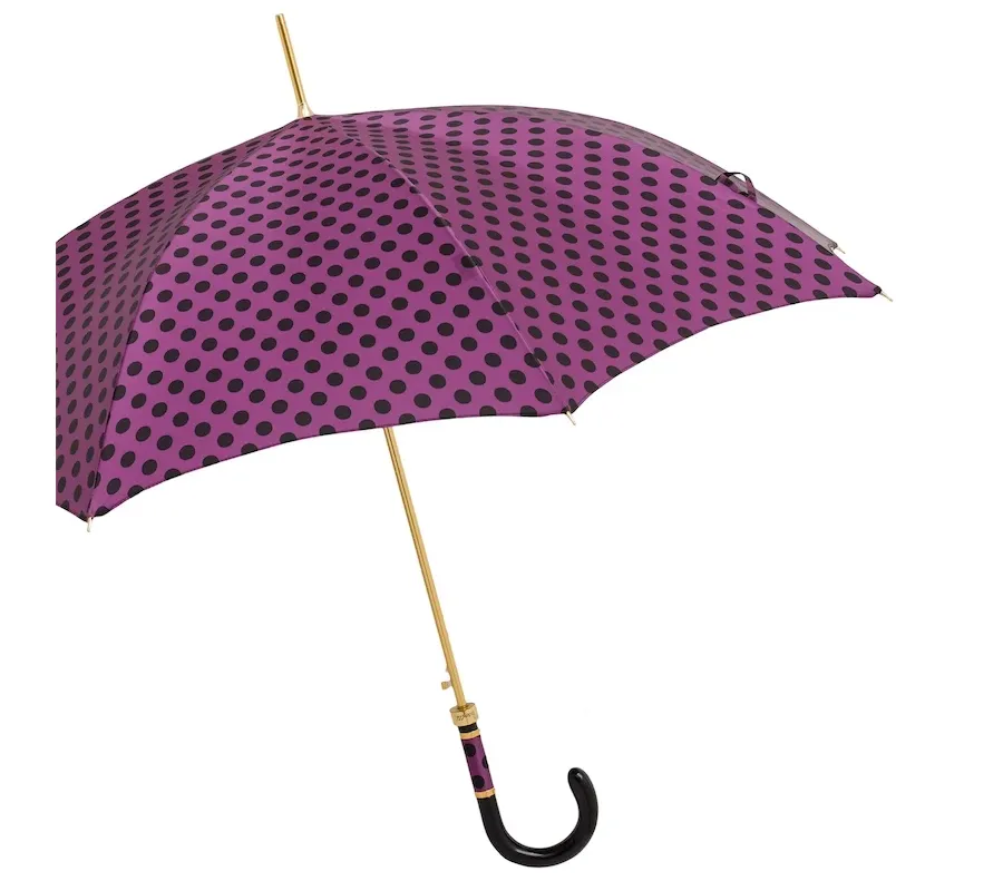 obrazek 8 Stylowy purpurowy parasol damski w czarne kropki - Pasotti