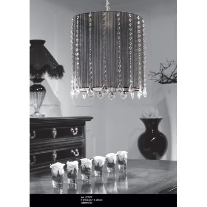 Zdjęcie Piękna lampa sufitowa z cylindrycznym czarnym kloszem z kryształkami - Il Paralume Marina