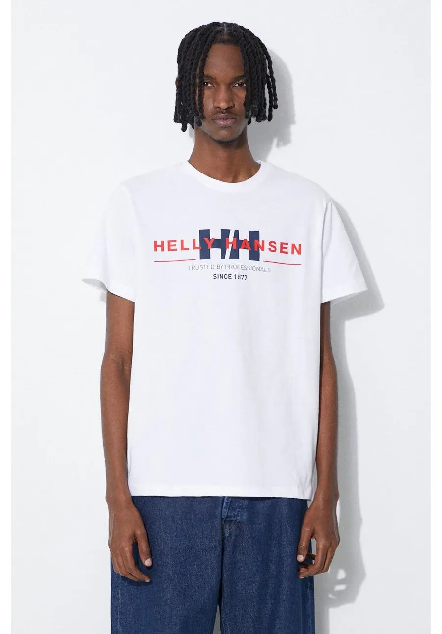 obrazek 1 Helly Hansen t-shirt bawełniany kolor biały wzorzysty