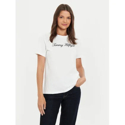 Zdjęcie Tommy Hilfiger T-Shirt Script WW0WW43459 Écru Regular Fit