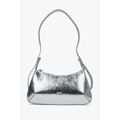 Zdjęcie Estro: Srebrna skórzana torebka damska typu bagietka