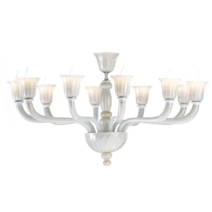 Zdjęcie Żyrandol z białego i złotego szkła Murano - Il Paralume Marina