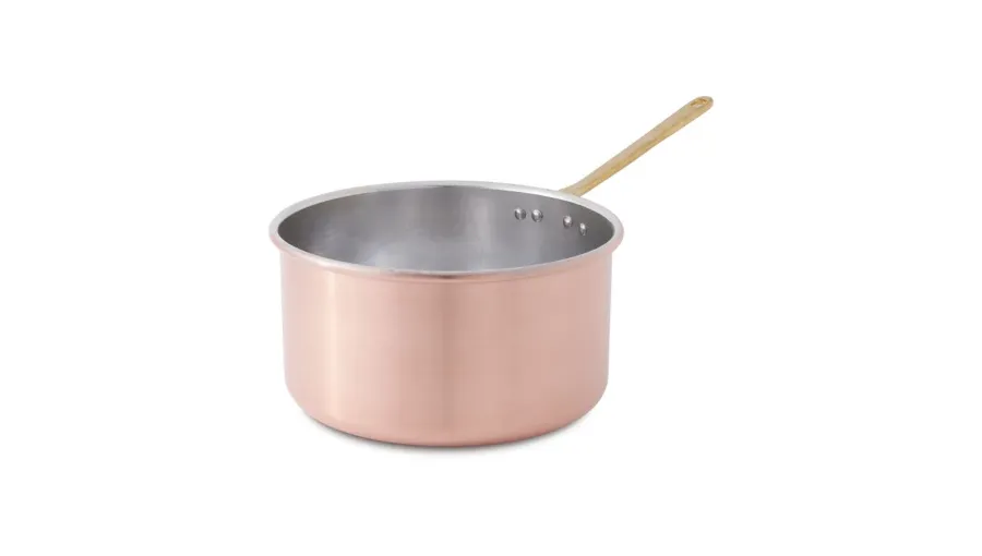 obrazek 1 Głęboki rondel z uchwytem, ​​wykonany z gładkiej miedzi ocynkowanej ø 28 cm - Cu Artigiana