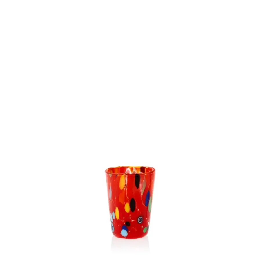 obrazek 1 Czerwony komplet 6 szklanek likierowych z Włoch (6 cm)