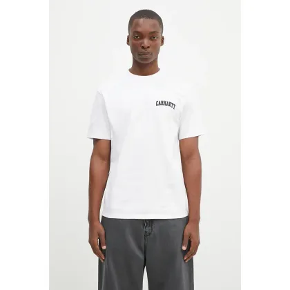 Zdjęcie Carhartt WIP t-shirt bawełniany S/S University Script męski kolor biały z nadrukiem I034852.00AXX