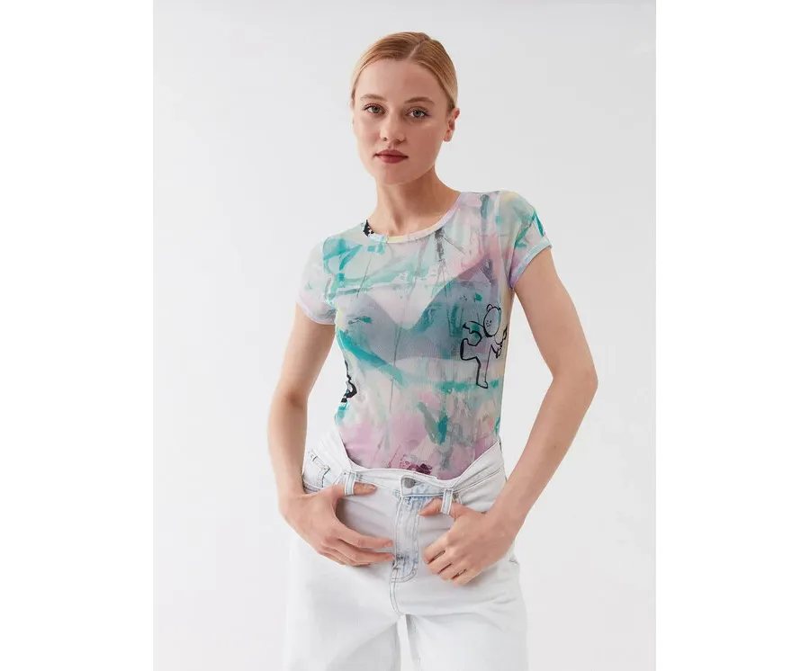 obrazek 1 Guess T-Shirt W3YI70 KBAH2 Niebieski Slim Fit