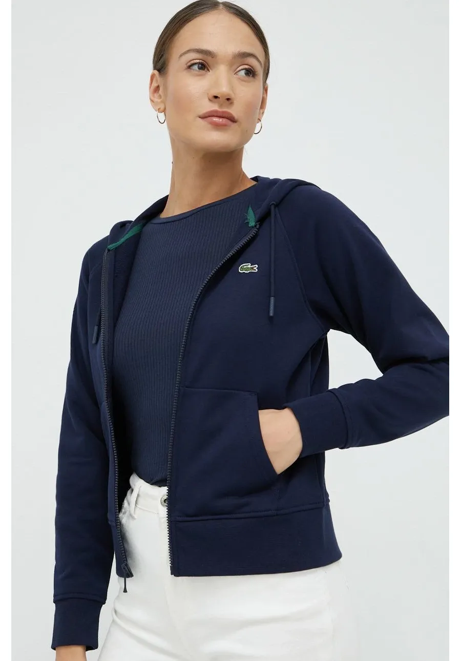 obrazek 1 Lacoste bluza damska kolor granatowy z kapturem gładka
