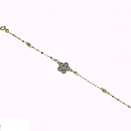 Zdjęcie Dziewczęca bransoletka z dwukolorowym kwiatkiem i obrobionymi kulami