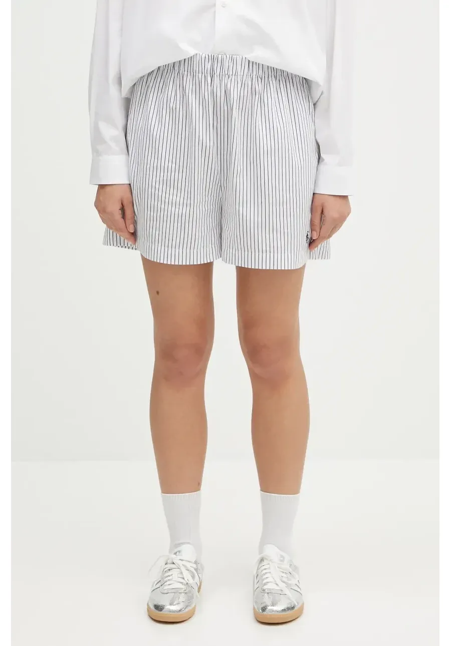 obrazek 1 Sporty & Rich szorty bawełniane Src Poplin damskie kolor niebieski wzorzyste high waist SH012606302ST02