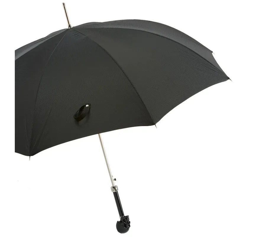 obrazek 9 Stylowy czarny parasol męski z rączką w kształcie czarnej czaszki - Pasotti