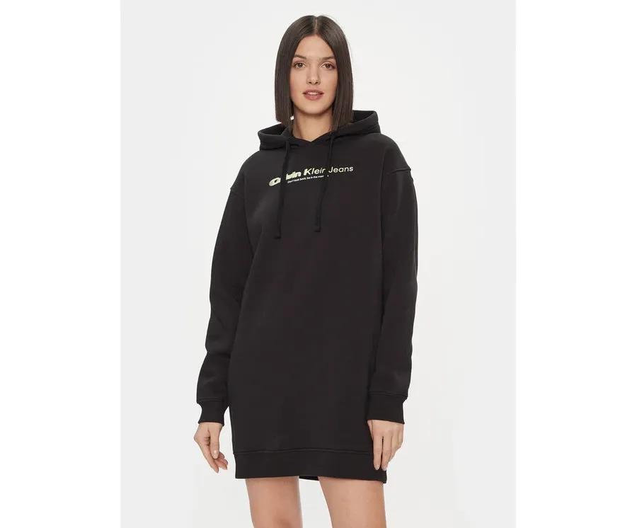 obrazek 1 Calvin Klein Jeans Sukienka codzienna Double Ck Hoodie Dress J20J223257 Czarny Oversize