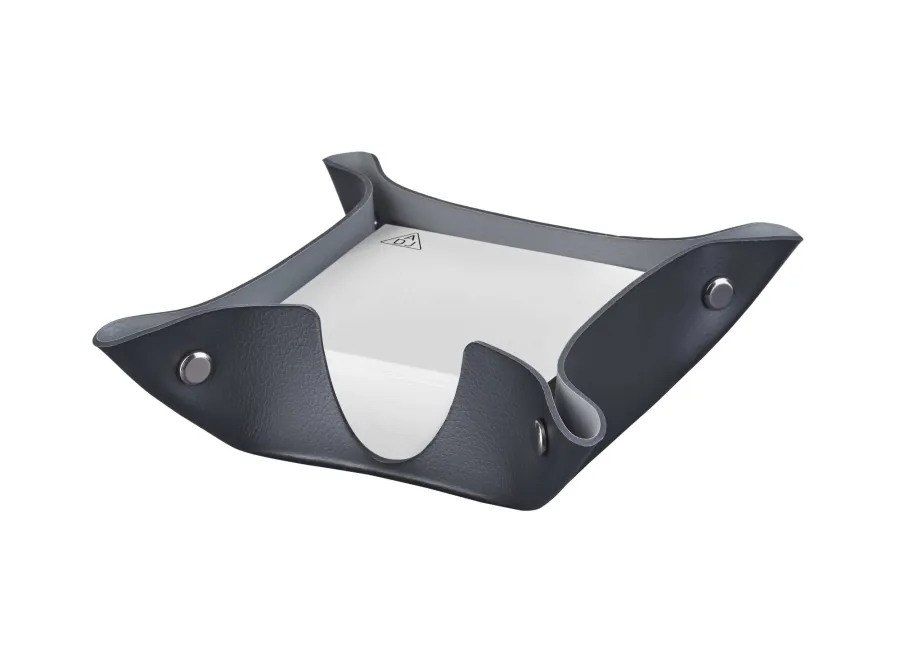 obrazek 2 Czarny pojemnik na bloczek papieru 10х10хH4 cm wykonany ze skóry