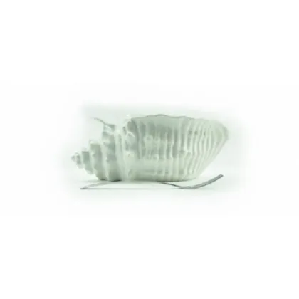 Zdjęcie Średni pojemnik w kształcie białej śródziemnomorskiej muszli na sole do kąpieli i kosmetyki - Le Ceramiche