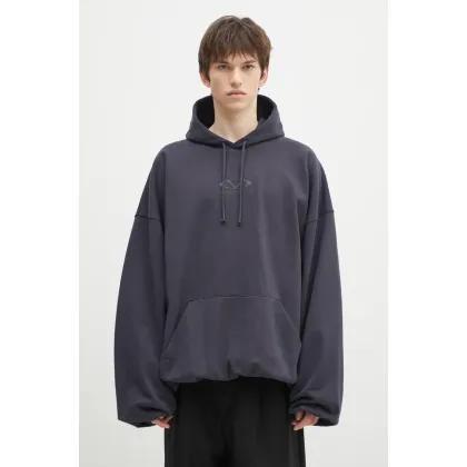 Zdjęcie VETEMENTS bluza Oval Logo Cropped Boxy męska kolor granatowy z kapturem z nadrukiem UA66HD600N