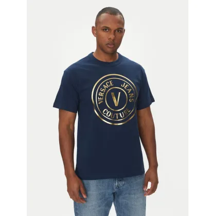 Zdjęcie Versace Jeans Couture T-Shirt 78GAHT01 Granatowy Regular Fit