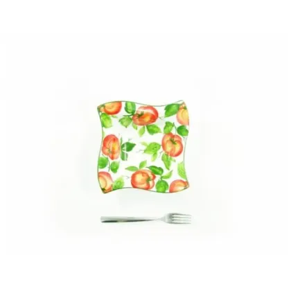 Zdjęcie Średnia kwadratowa miska dekorowana motywem pomidorów - Le Ceramiche