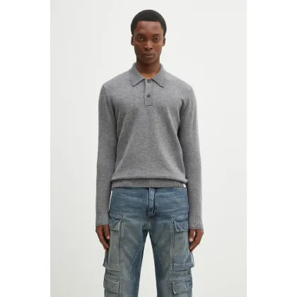 Zdjęcie Norse Projects sweter wełniany Norse Standard Merino Lambswool Polo męski kolor szary N45.0621.1500